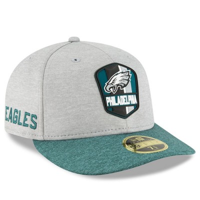 Men's Philadelphia Eagles New Era Heather Gray/Midnight Green 2018 NFL Sideline Road Low Profile 59FIFTY Fitted Hat 3058522